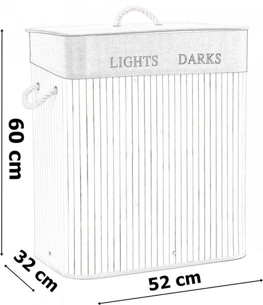 TZB Bambusový koš na prádlo 100l Lights Dark bílo-šedý