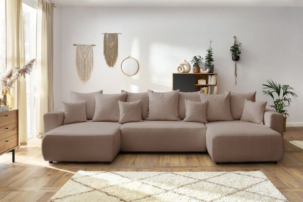 -25 % Dny MOMENTI– Bobochic Paris Hnědá bouclé rohová rozkládací pohovka Envy 386 cm