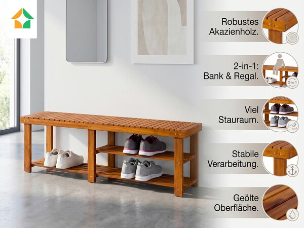 REGÁL NA BOTY, barvy akácie, akácie, Prestige Home - Regály na boty, Online Only