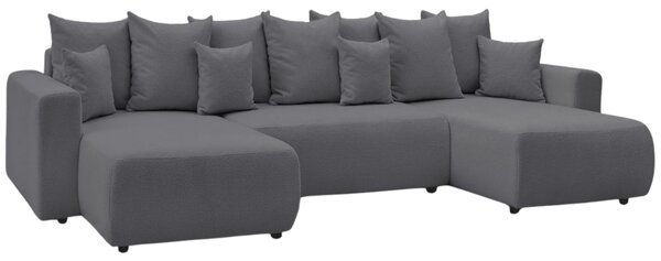 -25 % Dny MOMENTI– Bobochic Paris Tmavě šedá bouclé rohová rozkládací pohovka Envy 386 cm