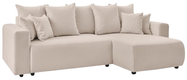 -25 % Dny MOMENTI– Bobochic Paris Béžová bouclé rohová rozkládací pohovka Envy 282 cm, levá/pravá