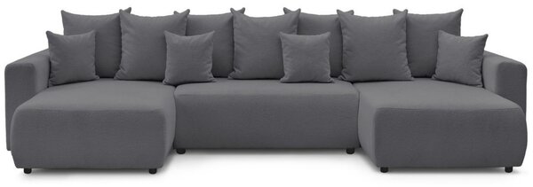 -25 % Dny MOMENTI– Bobochic Paris Tmavě šedá bouclé rohová rozkládací pohovka Envy 386 cm