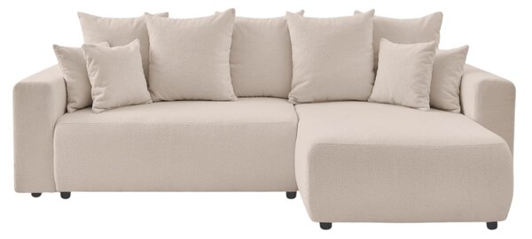 -25 % Dny MOMENTI– Bobochic Paris Béžová bouclé rohová rozkládací pohovka Envy 282 cm, levá/pravá