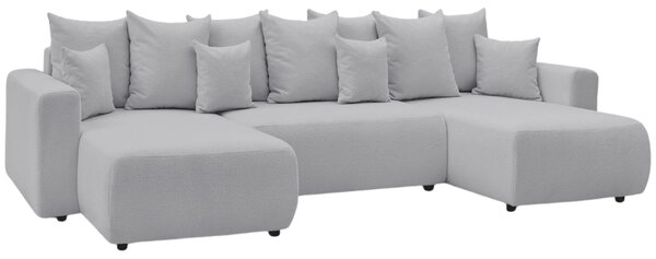 -25 % Dny MOMENTI– Bobochic Paris Světle šedá bouclé rohová rozkládací pohovka Envy 386 cm