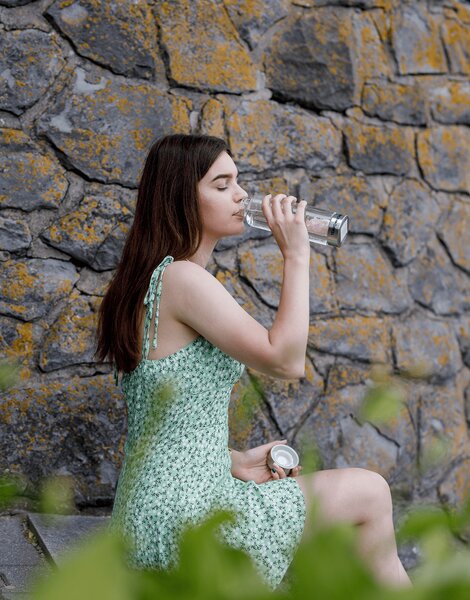 TEMPO-KONDELA CRYSTAL, skleněná láhev s růženínem, 500 ml