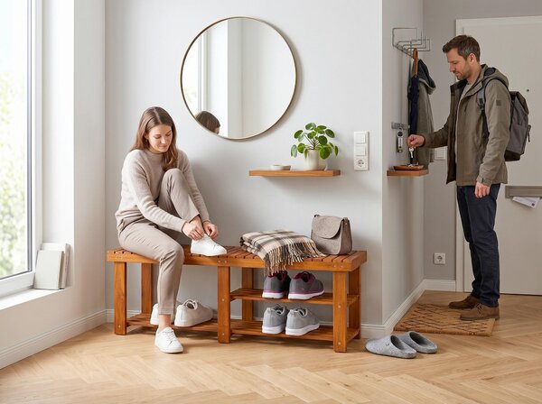 REGÁL NA BOTY, barvy akácie, akácie, Prestige Home - Regály na boty, Online Only