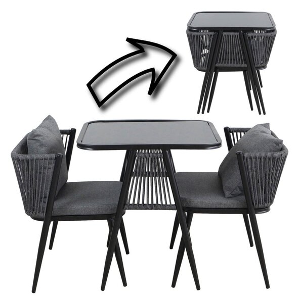 Zahradní set Korfu šedý 2+1
