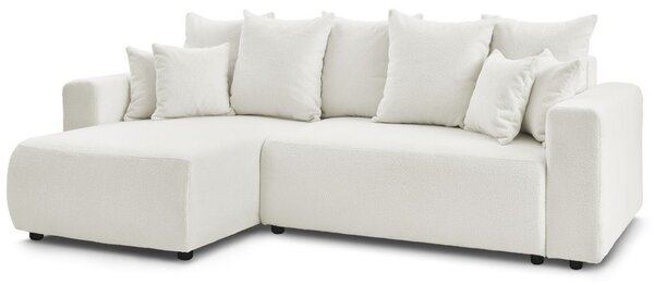 -25 % Dny MOMENTI– Bobochic Paris Bílá bouclé rohová rozkládací pohovka Envy 282 cm, levá/pravá