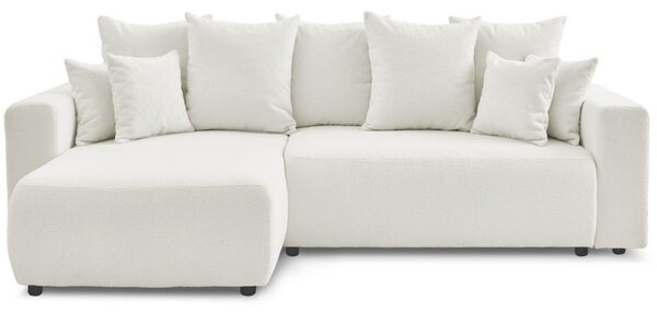 -25 % Dny MOMENTI– Bobochic Paris Bílá bouclé rohová rozkládací pohovka Envy 282 cm, levá/pravá