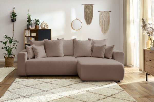 -25 % Dny MOMENTI– Bobochic Paris Hnědá bouclé rohová rozkládací pohovka Envy 282 cm, levá/pravá
