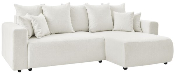 -25 % Dny MOMENTI– Bobochic Paris Bílá bouclé rohová rozkládací pohovka Envy 282 cm, levá/pravá