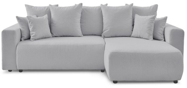 -25 % Dny MOMENTI– Bobochic Paris Světle šedá bouclé rohová rozkládací pohovka Envy 282 cm, levá/pravá