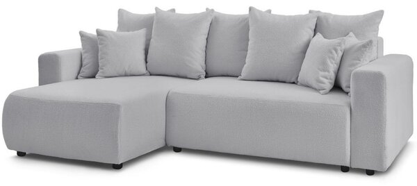 -25 % Dny MOMENTI– Bobochic Paris Světle šedá bouclé rohová rozkládací pohovka Envy 282 cm, levá/pravá