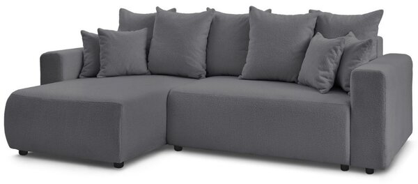-25 % Dny MOMENTI– Bobochic Paris Tmavě šedá bouclé rohová rozkládací pohovka Envy 282 cm, levá/pravá