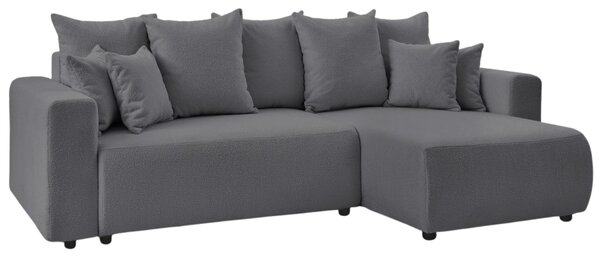 -25 % Dny MOMENTI– Bobochic Paris Tmavě šedá bouclé rohová rozkládací pohovka Envy 282 cm, levá/pravá