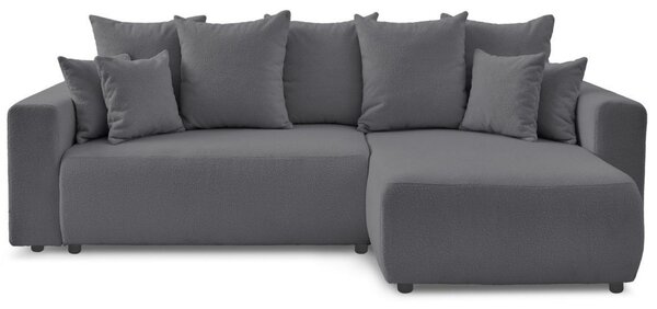 -25 % Dny MOMENTI– Bobochic Paris Tmavě šedá bouclé rohová rozkládací pohovka Envy 282 cm, levá/pravá