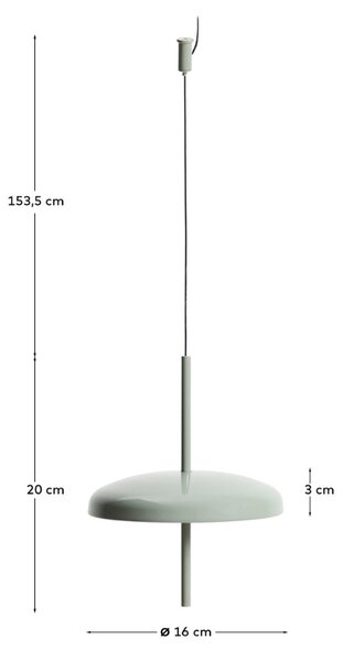 Kave Home Šedé kovové nabíjecí závěsné LED světlo Porte Ø 16 cm