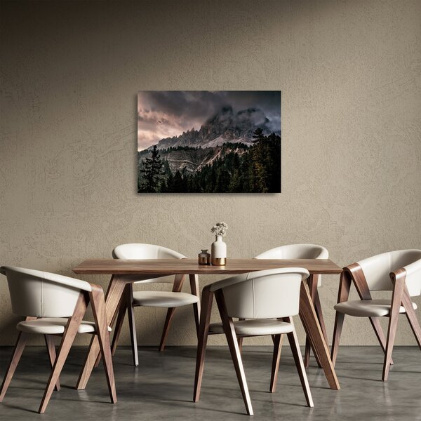 Skleněný obraz skalnatých hor (70x50 cm)