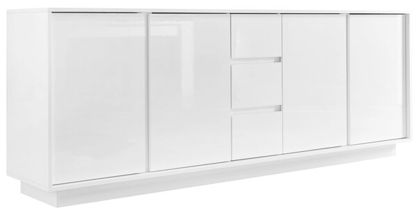 ŠIROKÁ KOMODA, vysoce lesklá bílá, 210/79/43 cm MID.YOU - Šuplíkové komody, Online Only