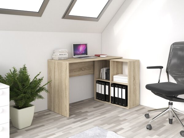 TP Living Psací stůl rohový s regálem MALAX dub sonoma
