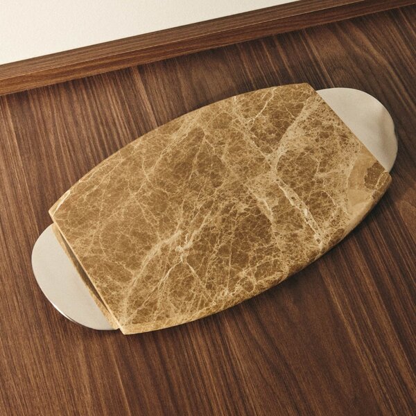 Kave Home Béžový mramorový servírovací podnos Adoma 39,5 x 21 cm