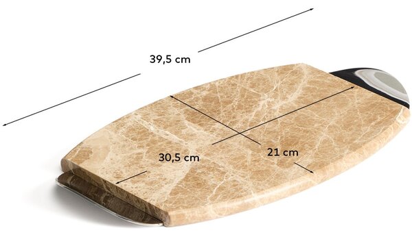 Kave Home Béžový mramorový servírovací podnos Adoma 39,5 x 21 cm