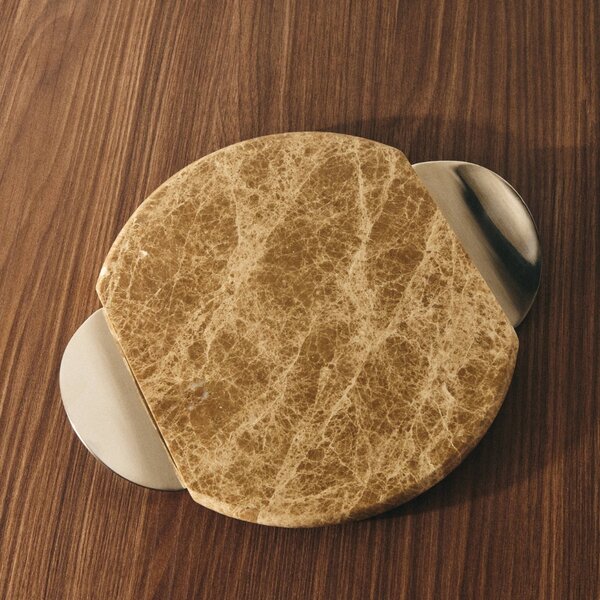 Kave Home Béžový mramorový servírovací podnos Adoma 25 x 30 cm