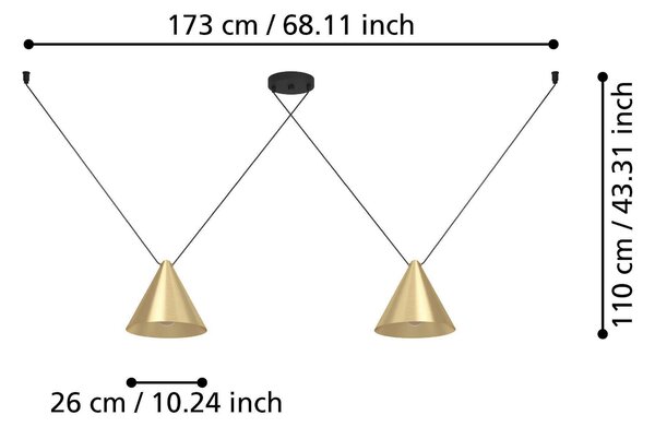 ZÁVĚSNÉ SVÍTIDLO, 173/26/110 cm Eglo - Online Only svítidla, Online Only