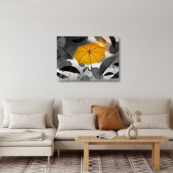 Skleněný obraz žlutého deštníku (70x50 cm)