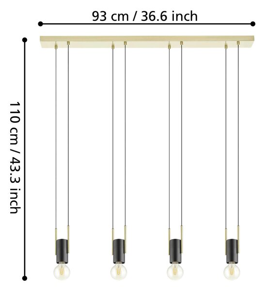ZÁVĚSNÉ SVÍTIDLO, 93/5,5/110 cm Eglo - Závěsná světla