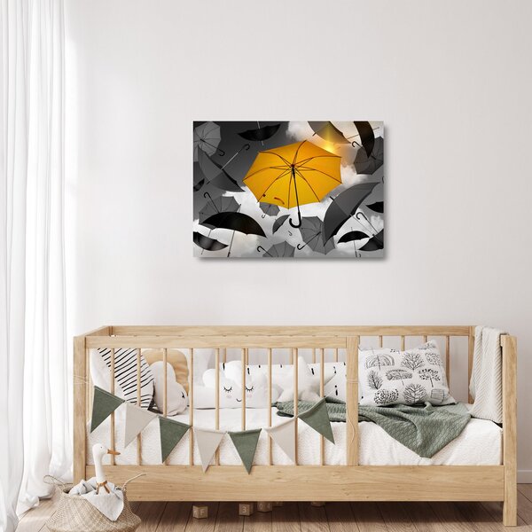 Skleněný obraz žlutého deštníku (70x50 cm)