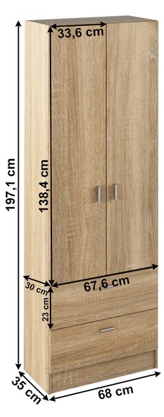 KONDELA Dvoudveřová botníková skříň, dub sonoma, BANDI