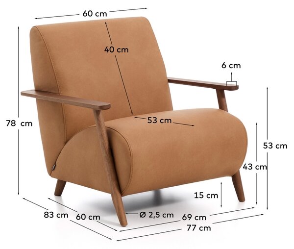 LÉTO -15% Kave Home Hnědé kožené křeslo Meghan