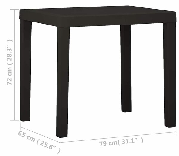 Zahradní stůl antracitový 79 x 65 x 72 cm plast 315845