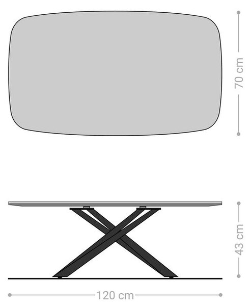DELIFE Konferenční stolek Edge Boot 120x70 cm keramika Laminam® Noir Desir hnědá Sarity kov titanová barva
