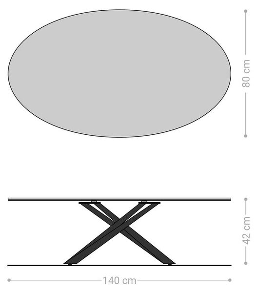 DELIFE Konferenční stolek Edge oválný 140x80 cm keramika Laminam® Emperador Extra Lucidato tmavě hnědá Sarity kov černá