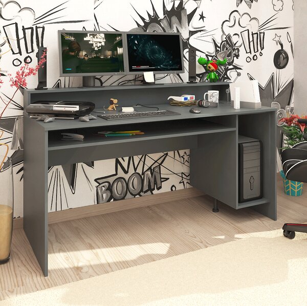 KONDELA PC stůl/herní stůl, grafit, TEZRO NEW