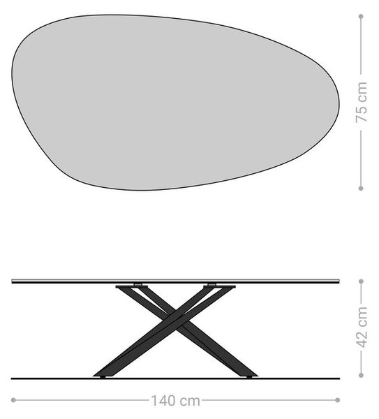 DELIFE Konferenční stolek Edge oválný 140x75 cm keramika Laminam® Noir Desir hnědá Sarity kov černá