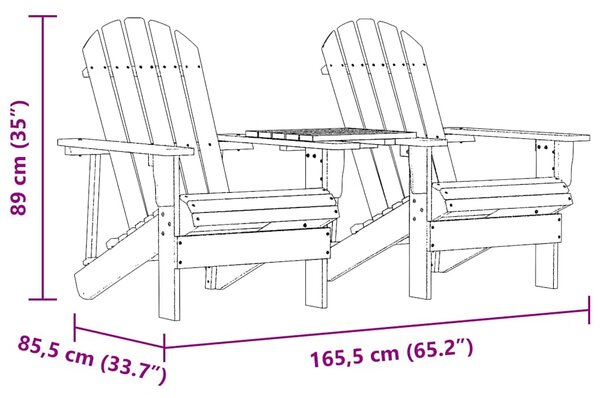 Zahradní židle Adirondack s čajovým stolkem masivní jedle 315892