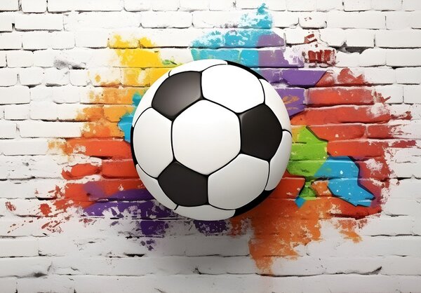 Postershop Fototapeta vliesová: Imitation brick wall football - 152,5x104 cm