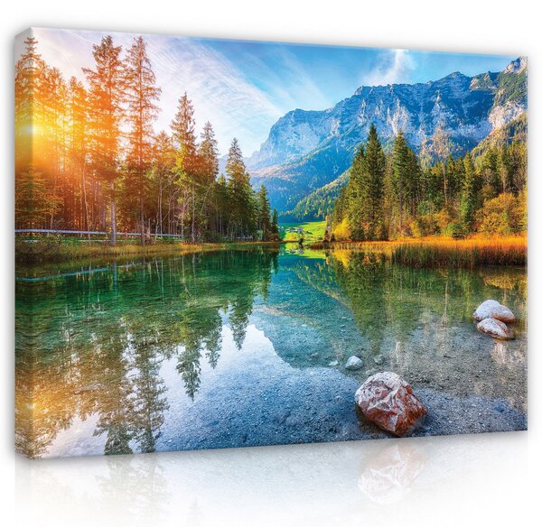 Postershop Obraz na plátně: Landscape nature mountain lake - 100x75 cm