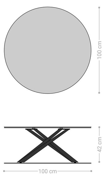DELIFE Konferenční stolek Edge kulatý 100x100 cm keramika Laminam® Noir Desir hnědá Sarity nerezová ocel broušená