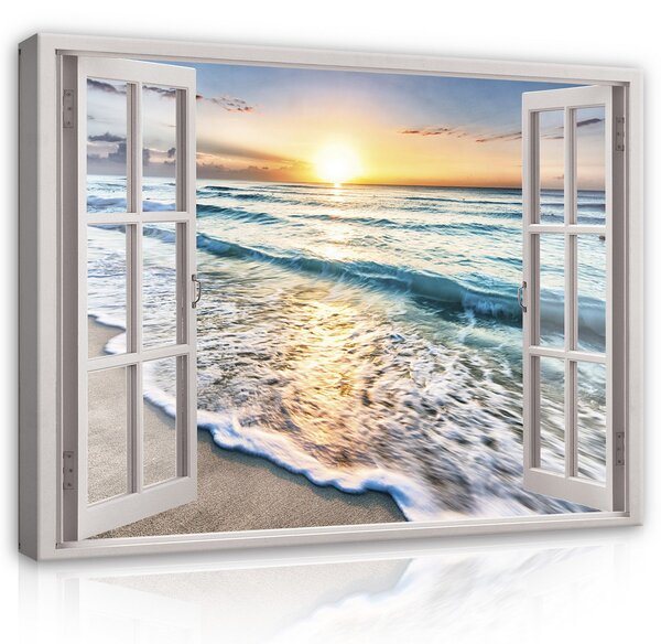 Postershop Obraz na plátně: Window - Beach - 100x75 cm