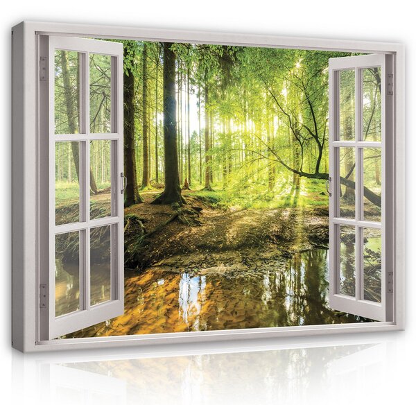 Postershop Obraz na plátně: Window - Forest - 100x75 cm