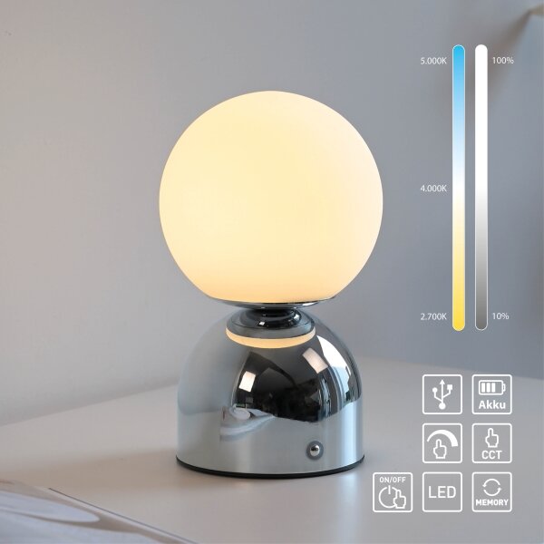 Schöner Wohnen 19218-17 - LED Stm. stolní lampa RUDI LED/1,2W/5V lesklý chrom