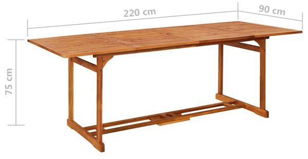 Zahradní jídelní stůl 220 x 90 x 75 cm masivní akáciové dřevo 315946