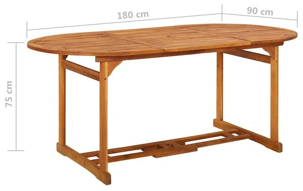Zahradní jídelní stůl 180 x 90 x 75 cm masivní akáciové dřevo 315948