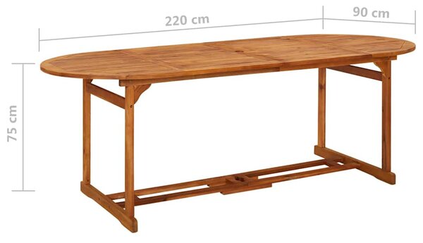 Zahradní jídelní stůl 220 x 90 x 75 cm masivní akáciové dřevo 315949