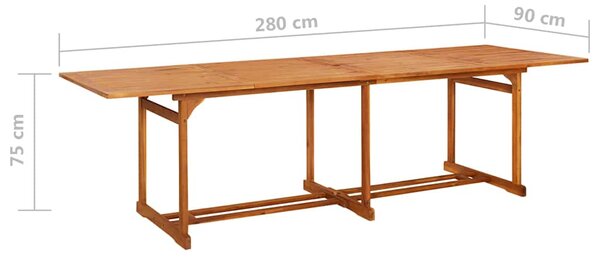 Zahradní jídelní stůl 280 x 90 x 75 cm masivní akáciové dřevo 315947