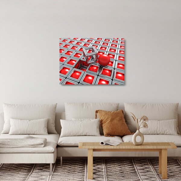 Skleněný obraz - 3D metalická abstrakce (70x50 cm)